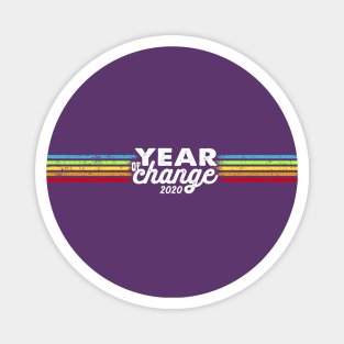 2020 Year of Change - Retro Stripes Rainbow Magnet